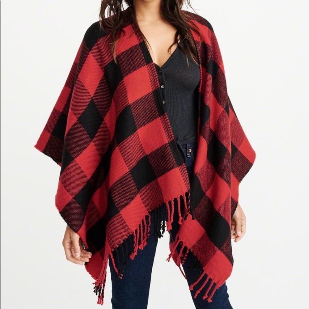 Abercrombie & Fitch Buffalo Plaid Poncho
